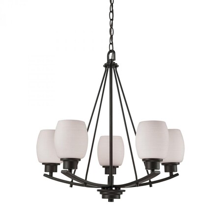 Thomas Casual Mission 5-Light Chandelier in in Oil Rubbed Bronze with White L CN170521